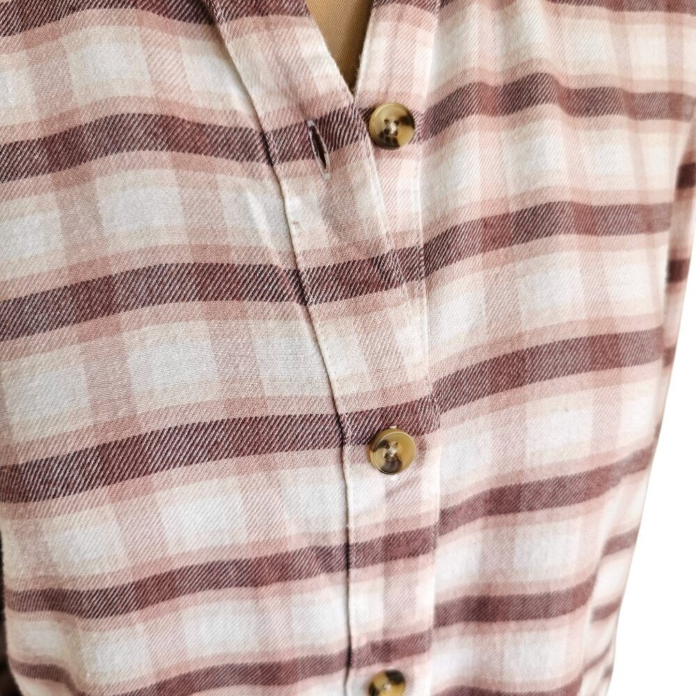 Rails Angelica Shirt Rose Pink Plaid Puff Shoulder Flannel Sz S - Picture 5 of 11